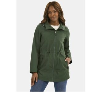 Time and Tru Lightweight Hooded Anorak Jacket 1X 16W-18W Green Vine NWT Womens